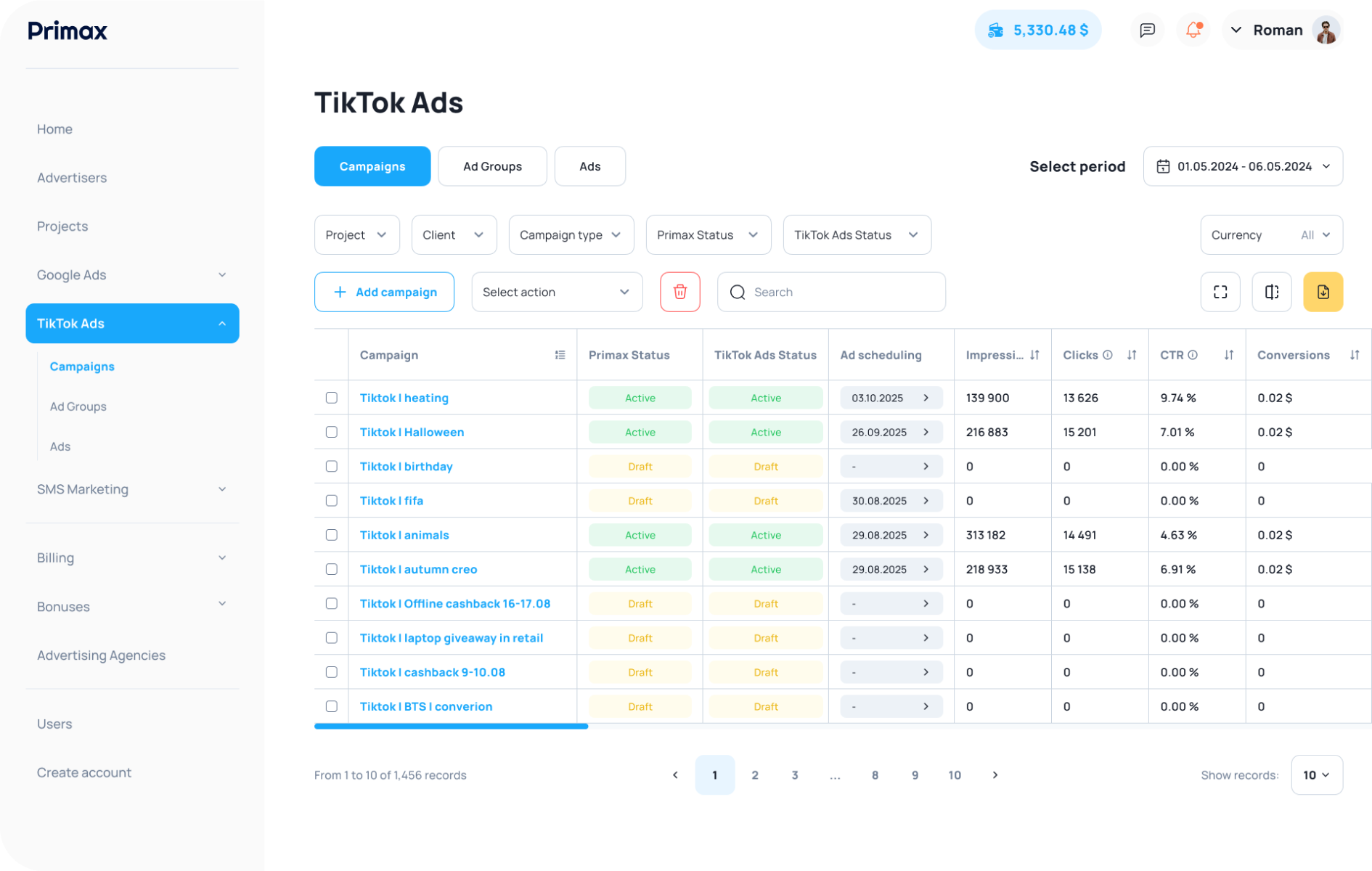TikTok Ads Dashboard